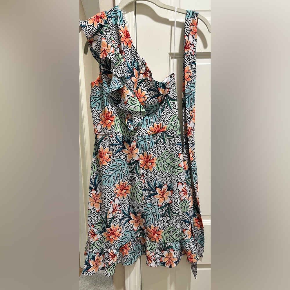 Floral Print One Shoulder Ruffle Dress Size Small - Picture 3 of 5
